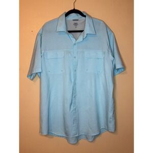 IZOD Saltwater Performance Short Sleeve Button Up Shirt Mens XXL Blue